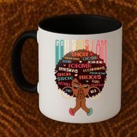 God Says I Am Praying Black Woman Coffee Mug thumb 2