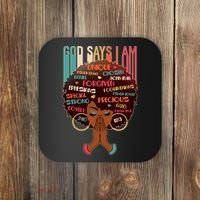 God Says I Am Praying Black Woman Coaster thumb 0