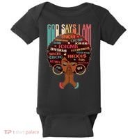 God Says I Am Praying Black Woman Baby Bodysuit thumb 0