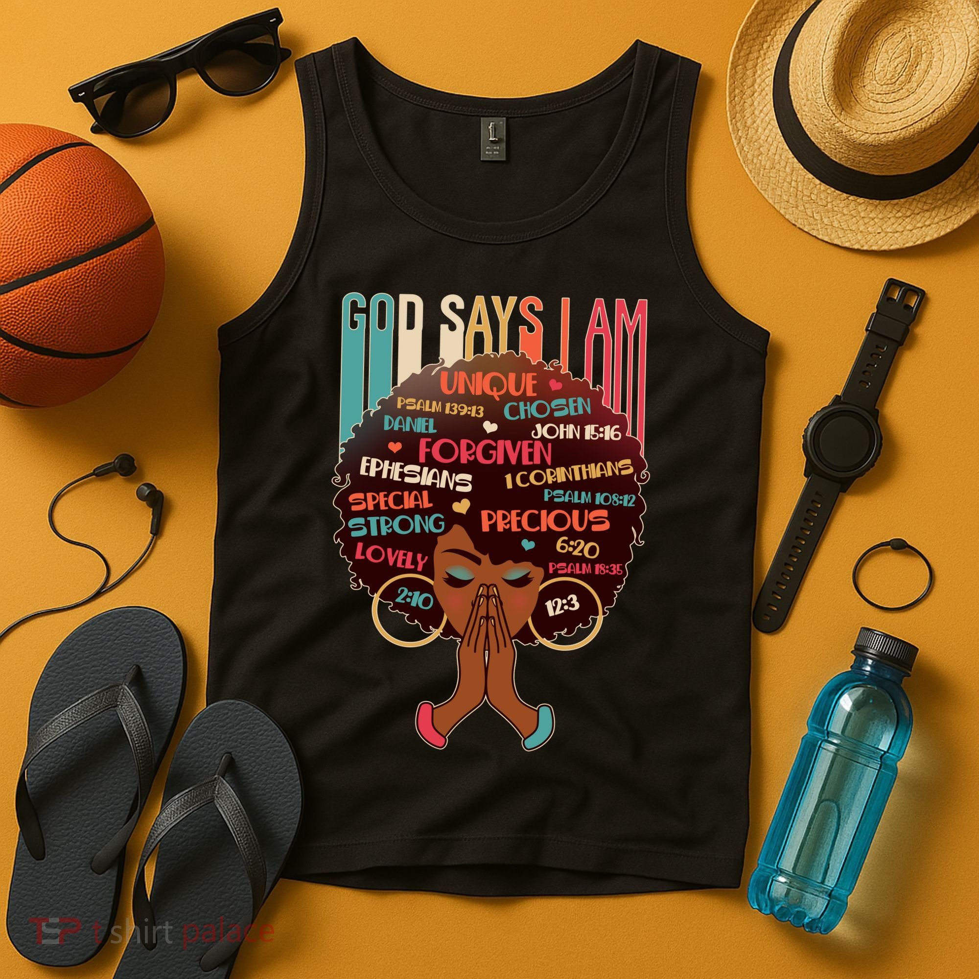God Says I Am Praying Black Woman Tank Top