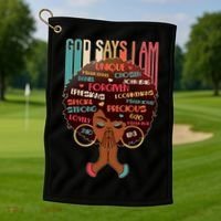 God Says I Am Praying Black Woman Golf Towel thumb 1