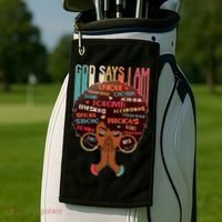 God Says I Am Praying Black Woman Golf Towel thumb 2