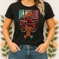 God Says I Am Praying Black Woman Women's T-Shirt thumb 2