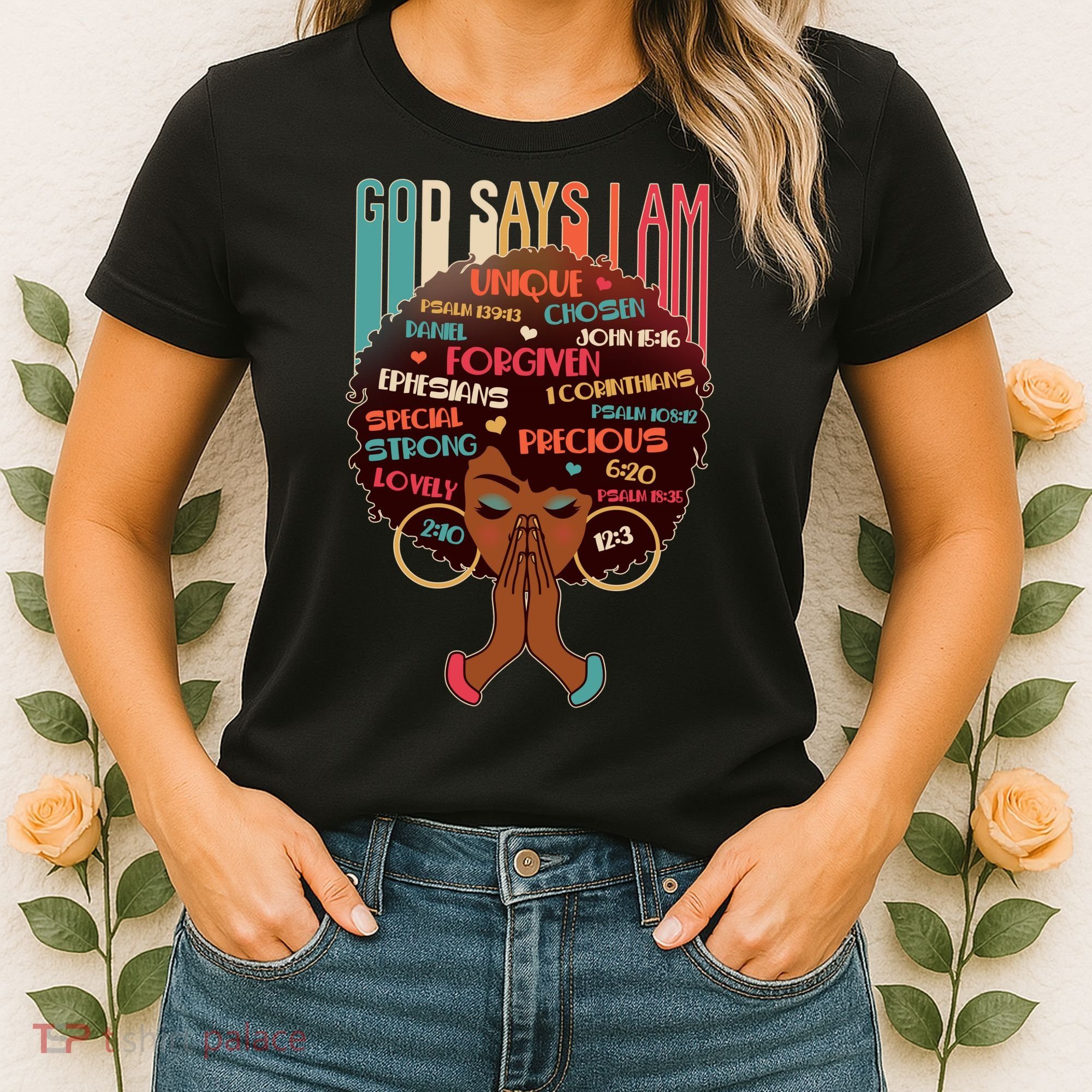 God Says I Am Praying Black Woman Women's T-Shirt