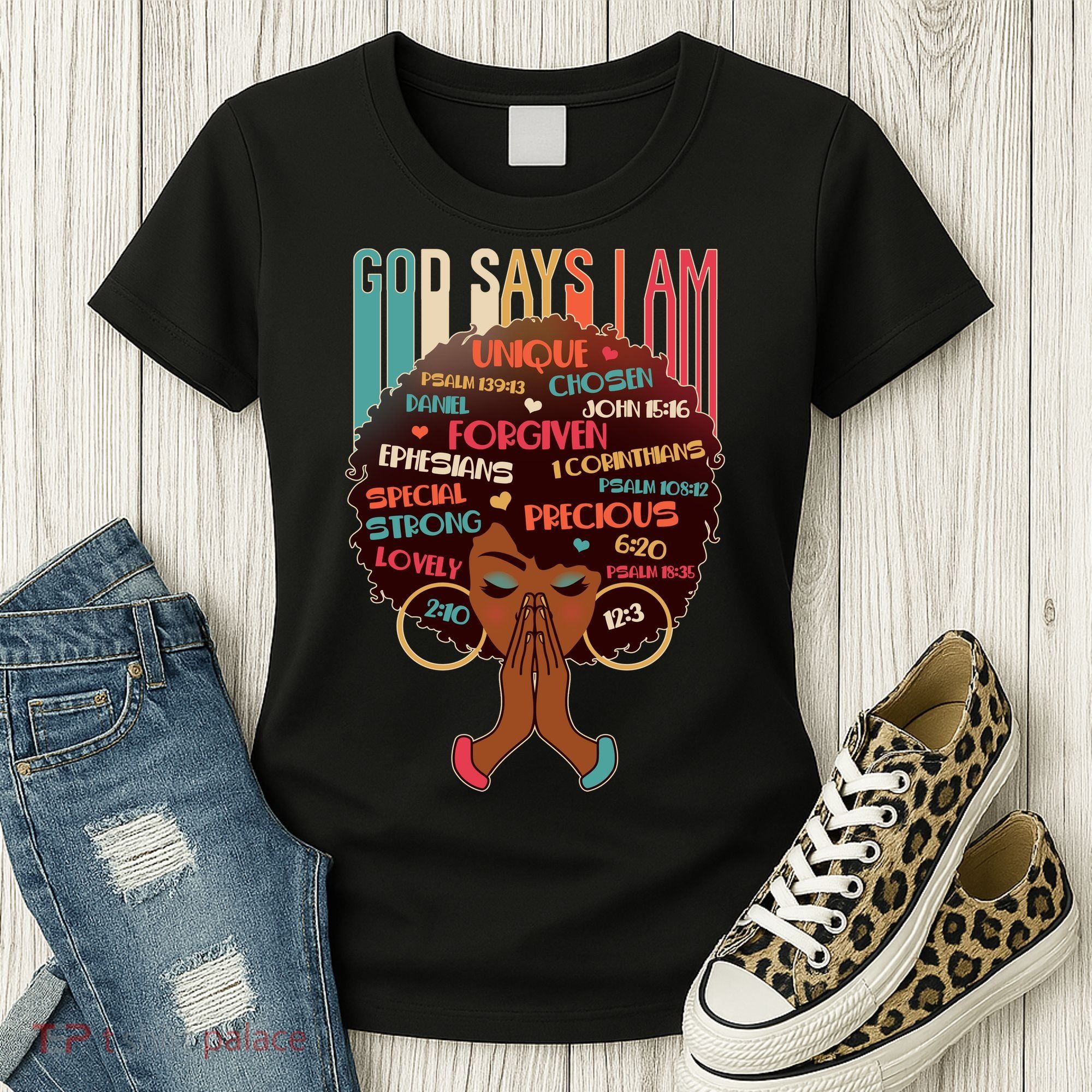 God Says I Am Praying Black Woman Women's T-Shirt