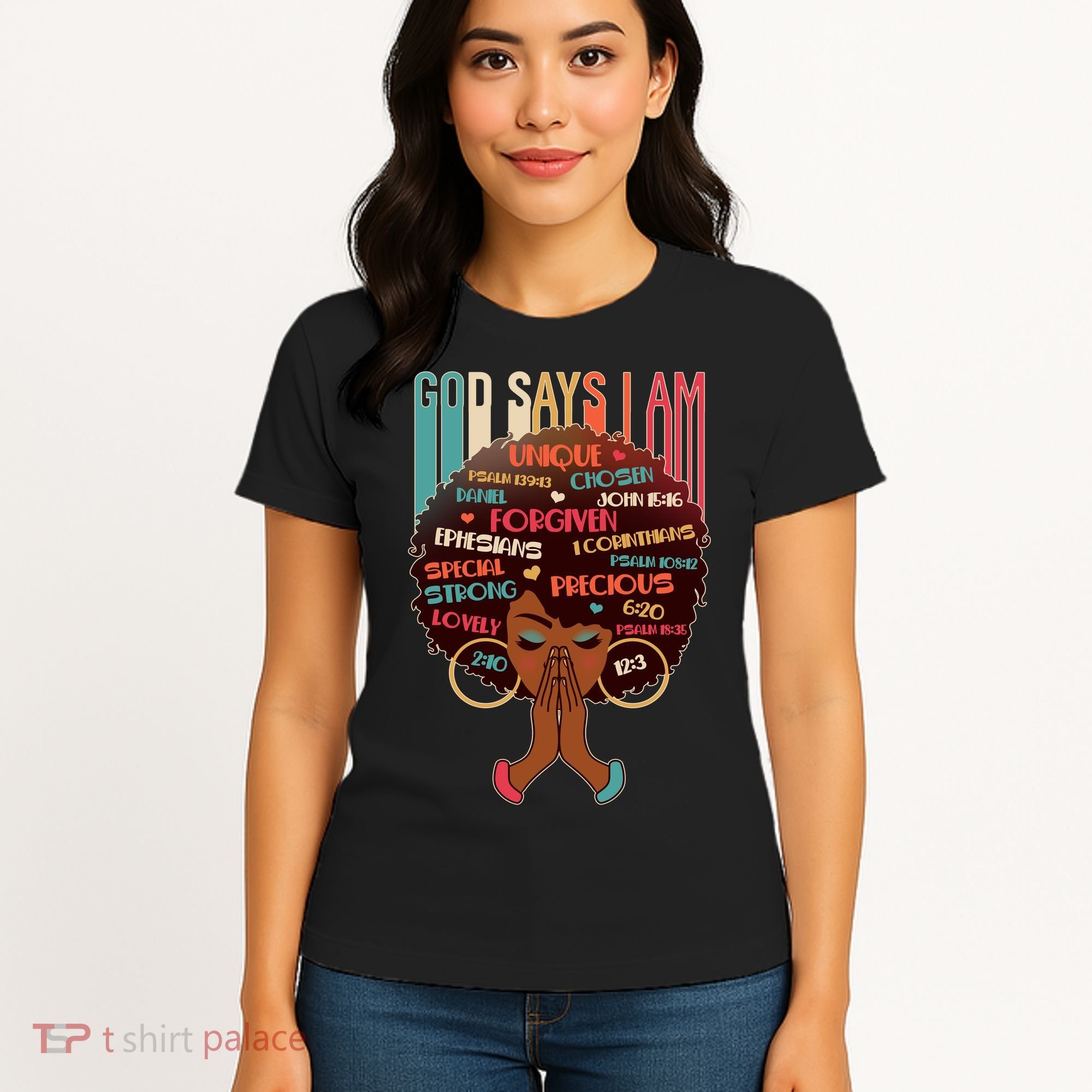 God Says I Am Praying Black Woman Women's T-Shirt