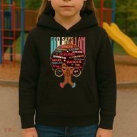 God Says I Am Praying Black Woman Kids Hoodie thumb 3