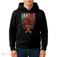 God Says I Am Praying Black Woman Kids Hoodie thumb 4
