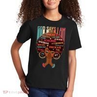 God Says I Am Praying Black Woman Kids T-Shirt thumb 2