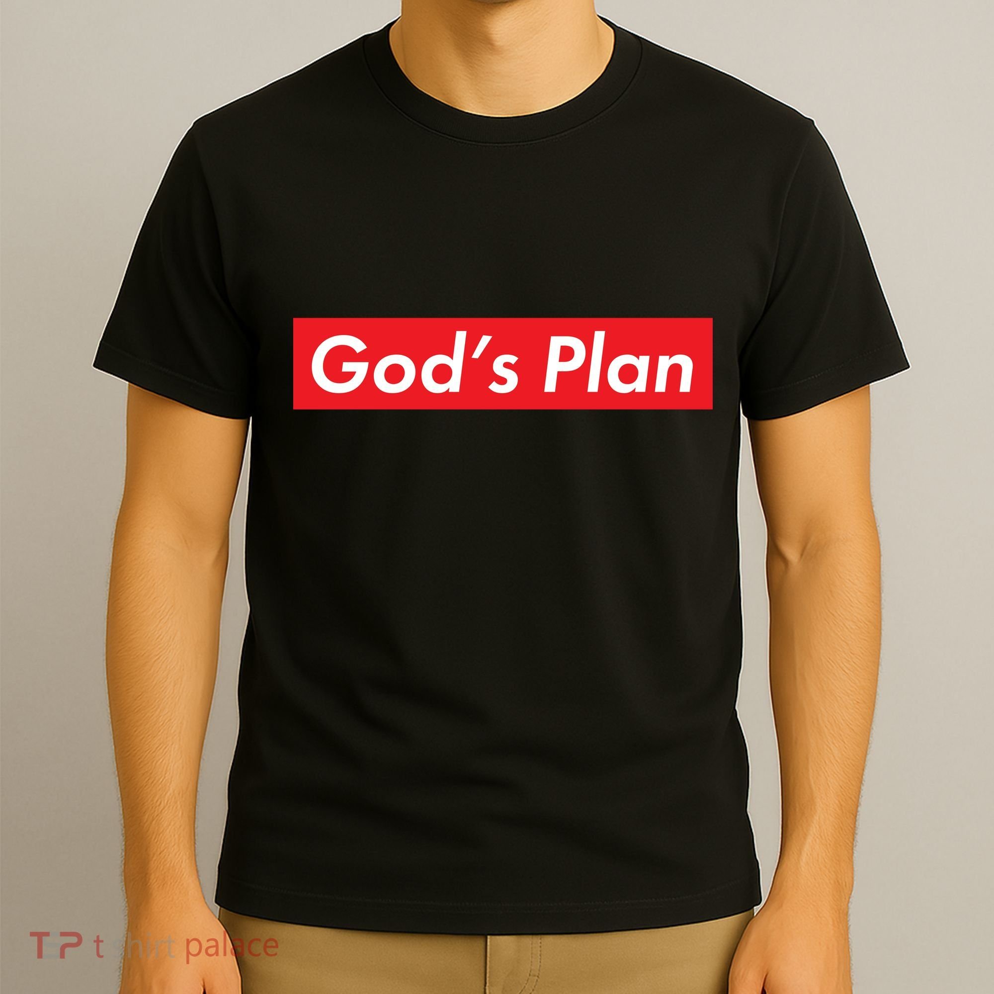 God's Plan Red Box Logo T-Shirt