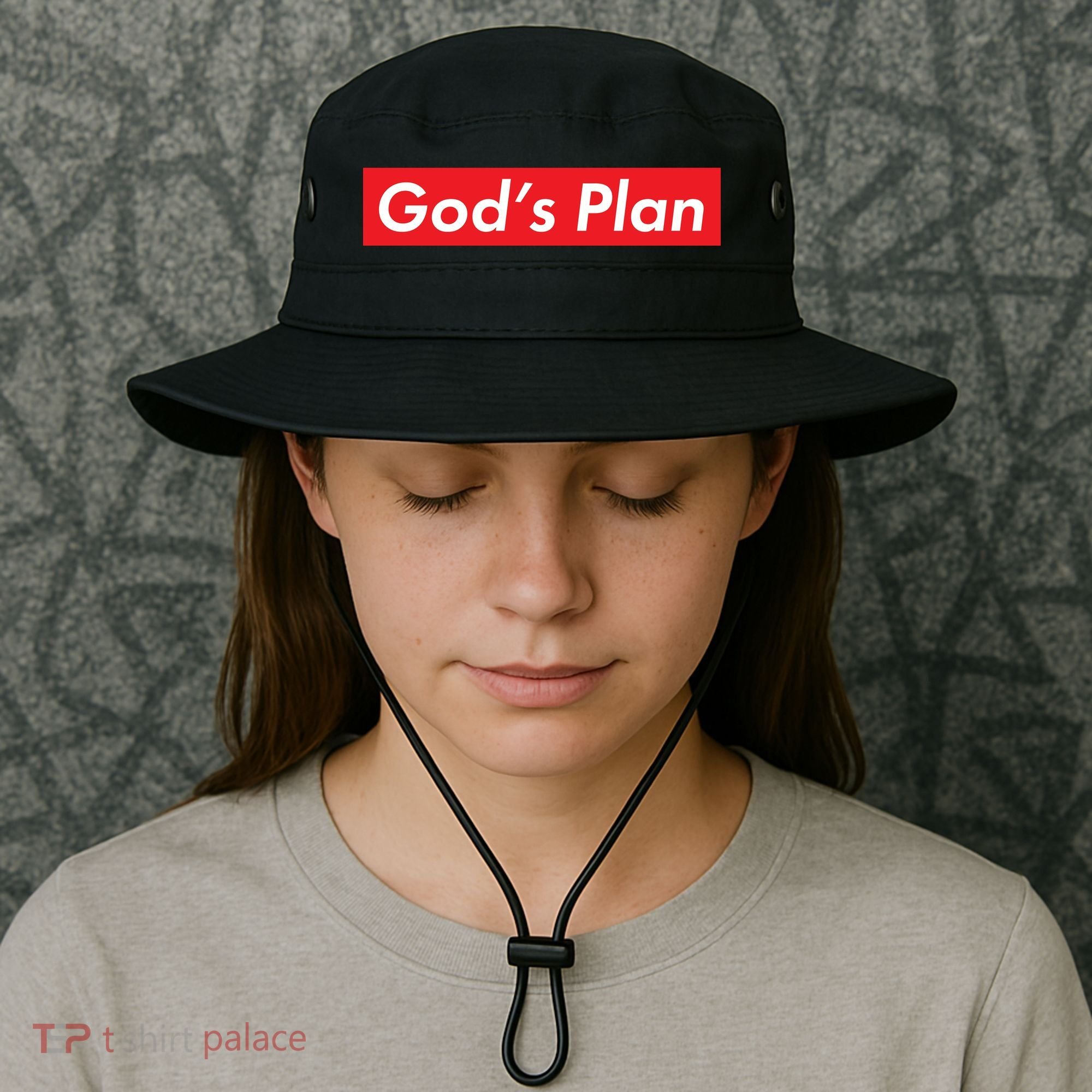 God's Plan Red Box Logo Bucket Hat