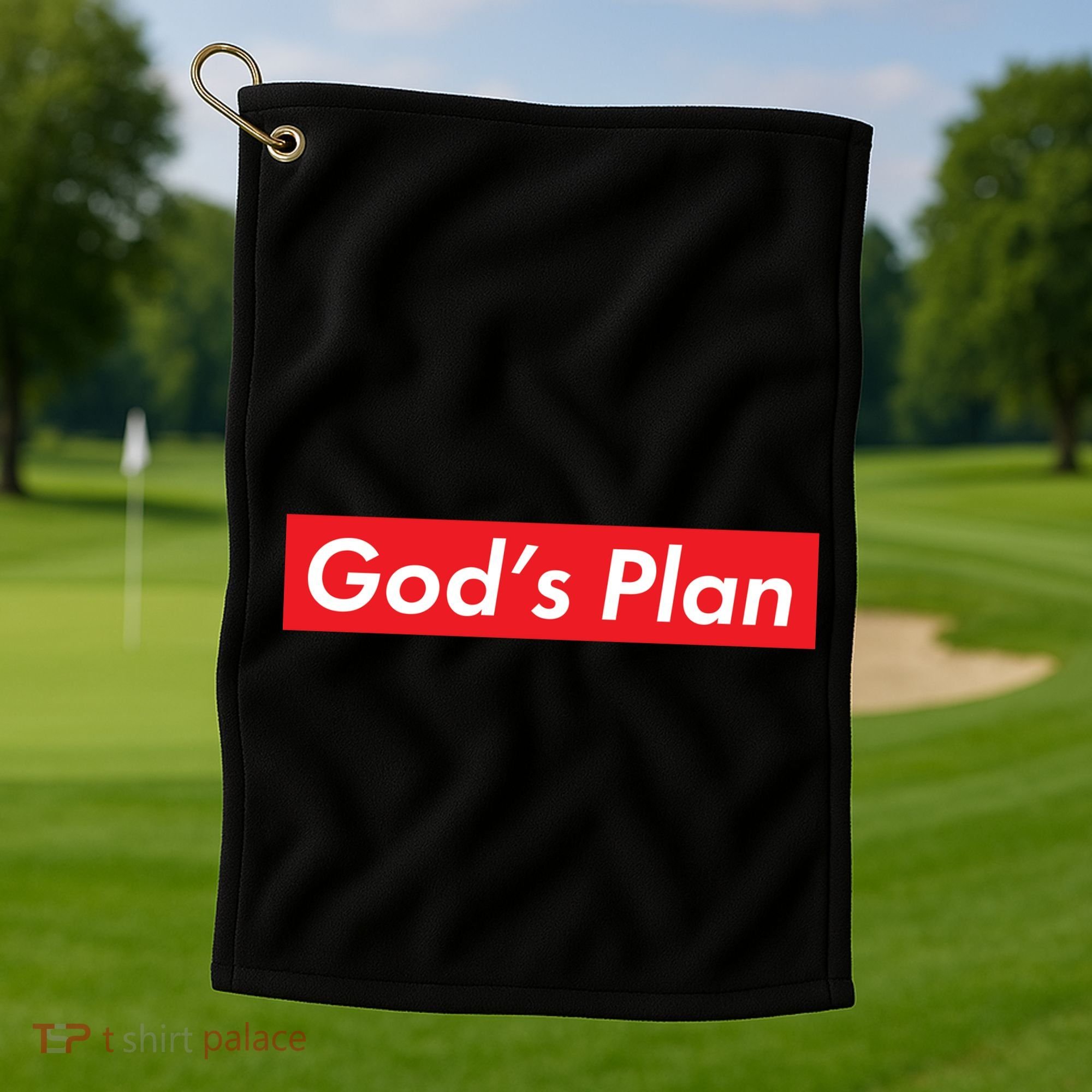 God's Plan Red Box Logo Golf Towel