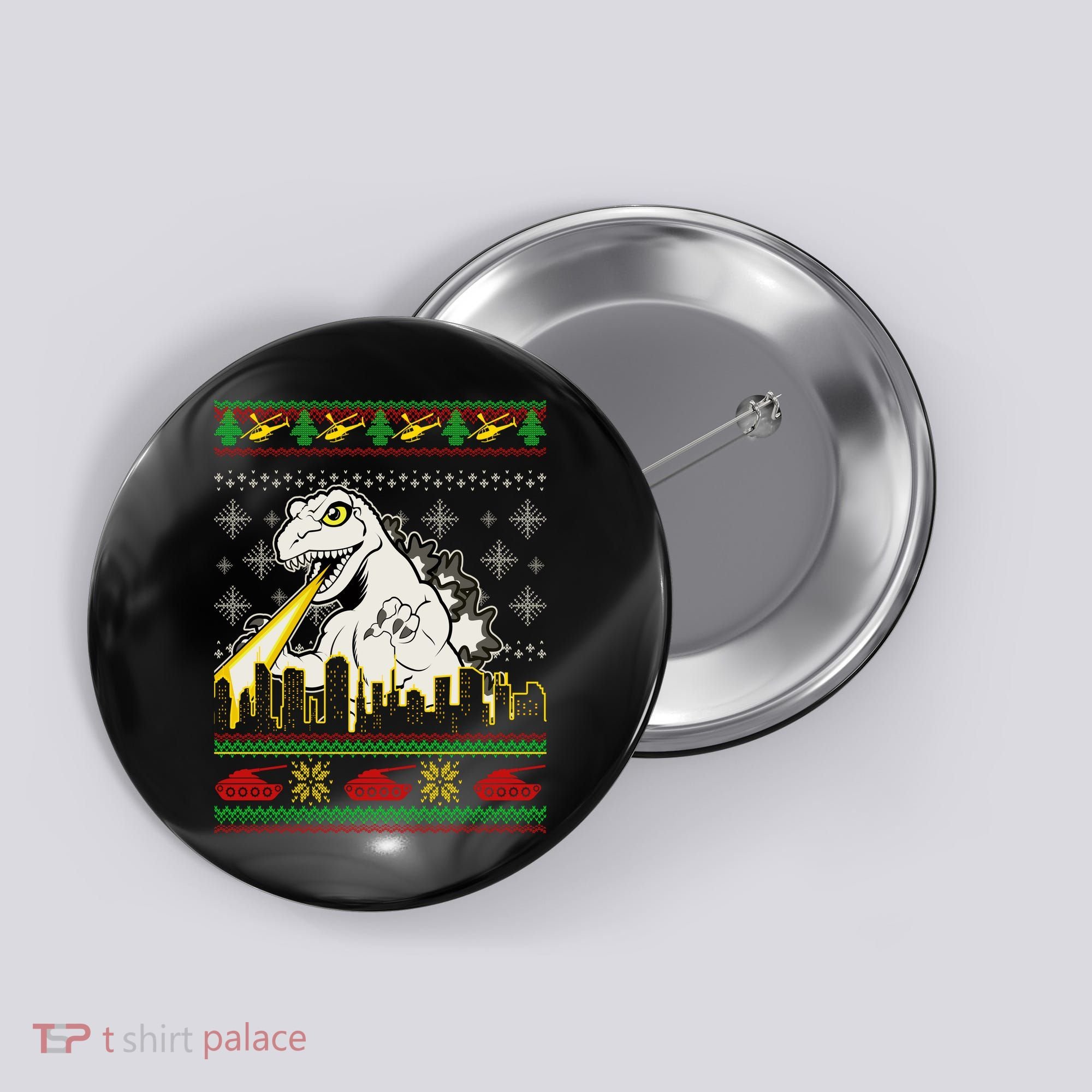 Monster Ugly Christmas Sweater Button