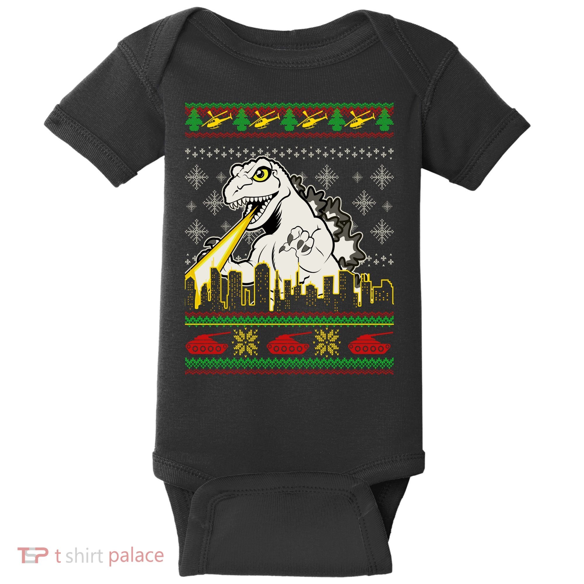 Monster Ugly Christmas Sweater Baby Bodysuit