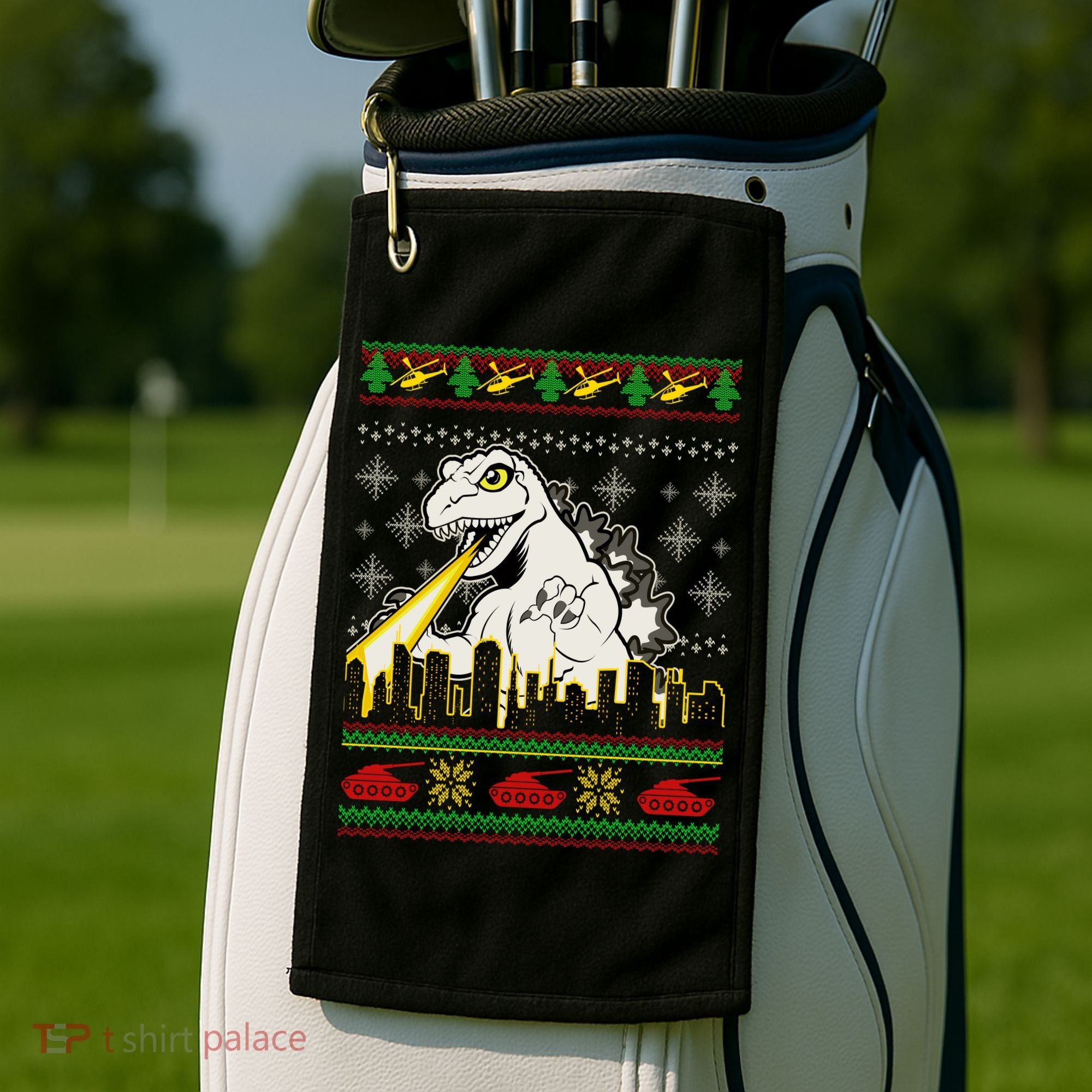 Monster Ugly Christmas Sweater Golf Towel