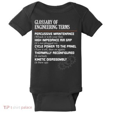 Glossary Of Engineering Terms Funny Engineer Definitions Baby Bodysuit