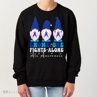 Gnome One Fights Alone Als Awareness Month Warrior Ribbon Gift Women's Sweatshirt thumb 0