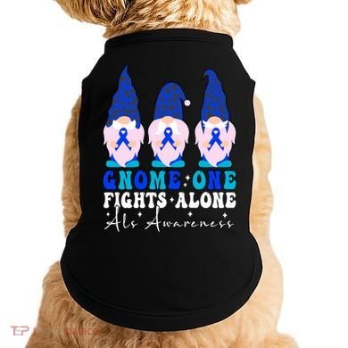 Gnome One Fights Alone Als Awareness Month Warrior Ribbon Gift Doggie Tank