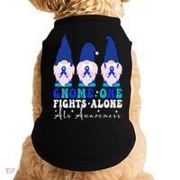 Gnome One Fights Alone Als Awareness Month Warrior Ribbon Gift Doggie Tank thumb 0