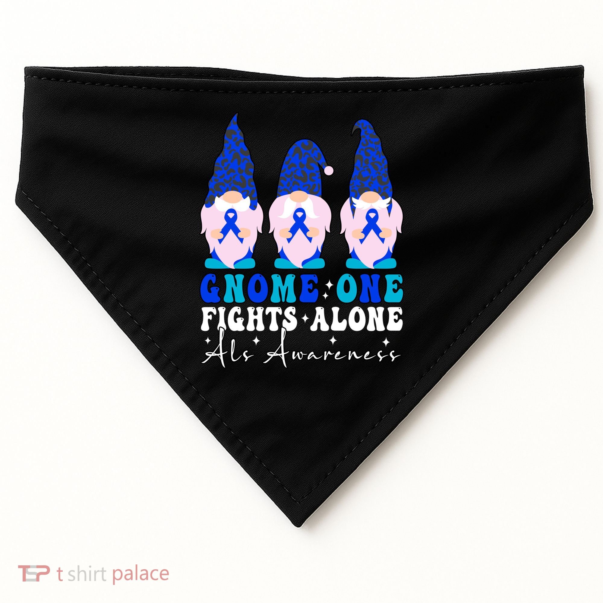 Gnome One Fights Alone Als Awareness Month Warrior Ribbon Gift USA-Made Doggie Bandana
