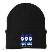 Gnome One Fights Alone Als Awareness Month Warrior Ribbon Gift Beanie thumb 0