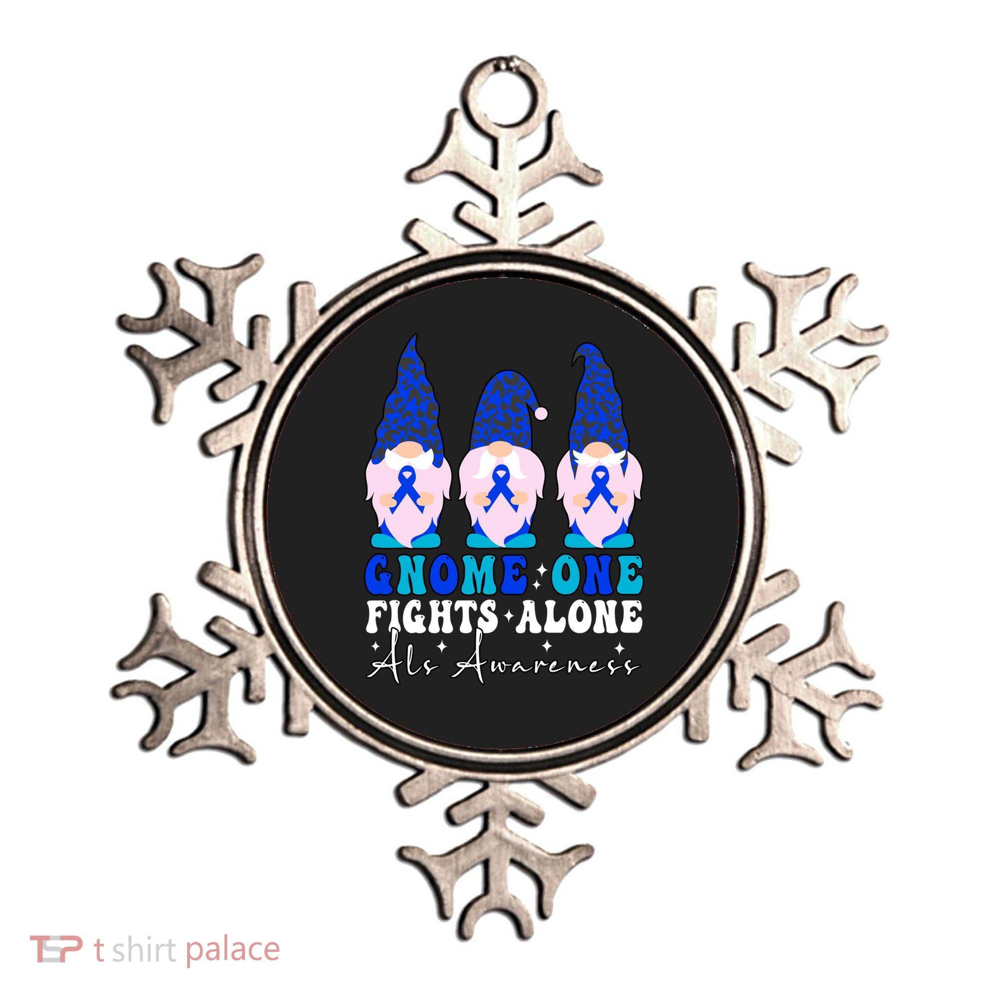 Gnome One Fights Alone Als Awareness Month Warrior Ribbon Gift Ornament