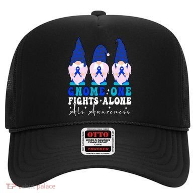 Gnome One Fights Alone Als Awareness Month Warrior Ribbon Gift Hat