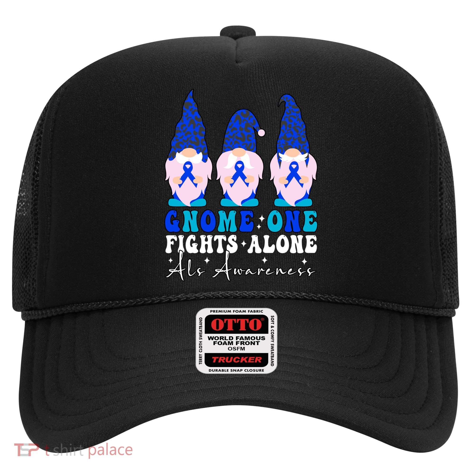 Gnome One Fights Alone Als Awareness Month Warrior Ribbon Gift Hat