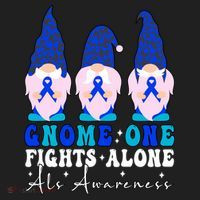 Gnome One Fights Alone Als Awareness Month Warrior Ribbon Gift Hat thumb 2