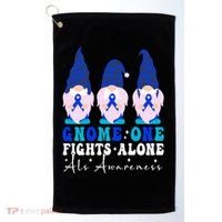 Gnome One Fights Alone Als Awareness Month Warrior Ribbon Gift Golf Towel thumb 0