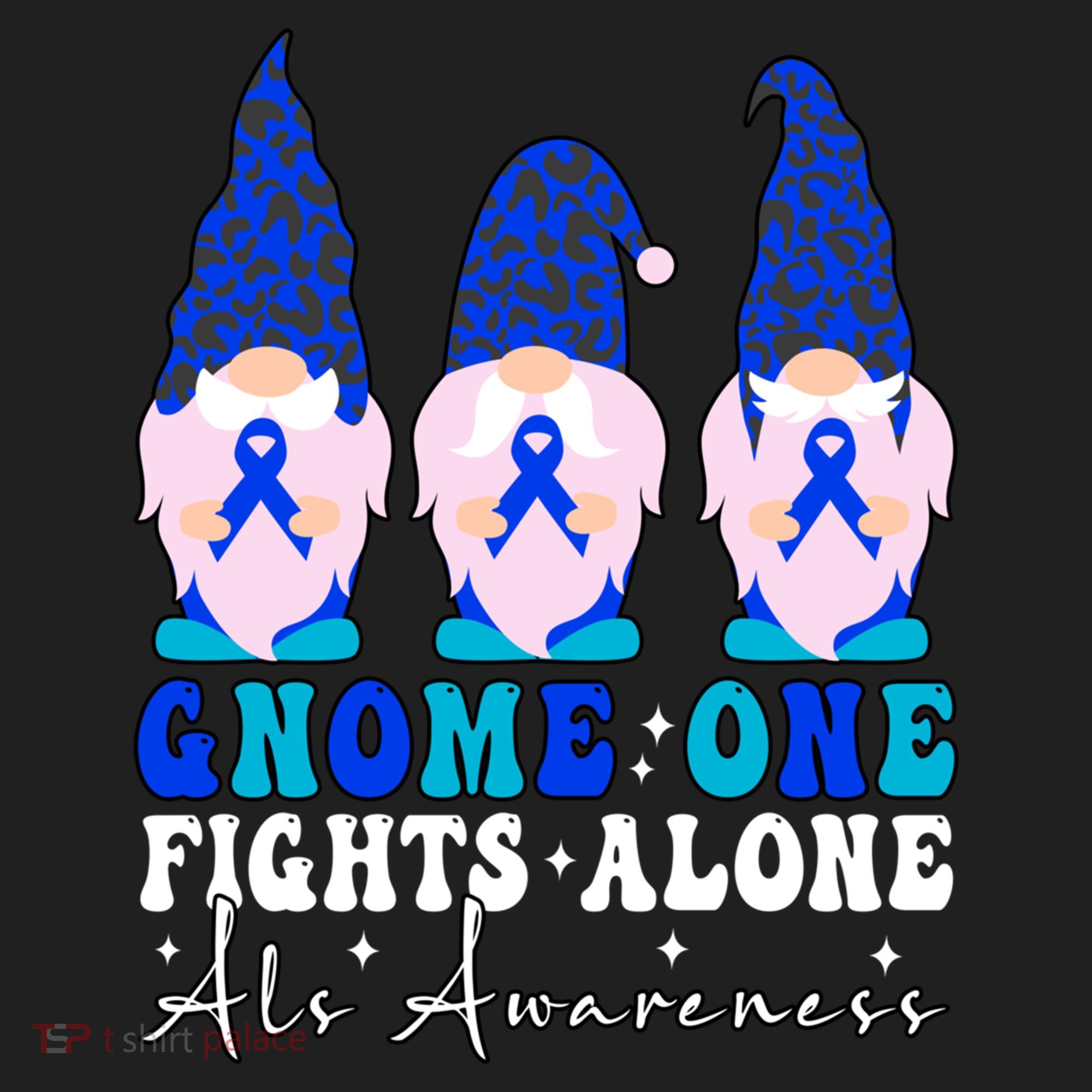 Gnome One Fights Alone Als Awareness Month Warrior Ribbon Gift Golf Towel