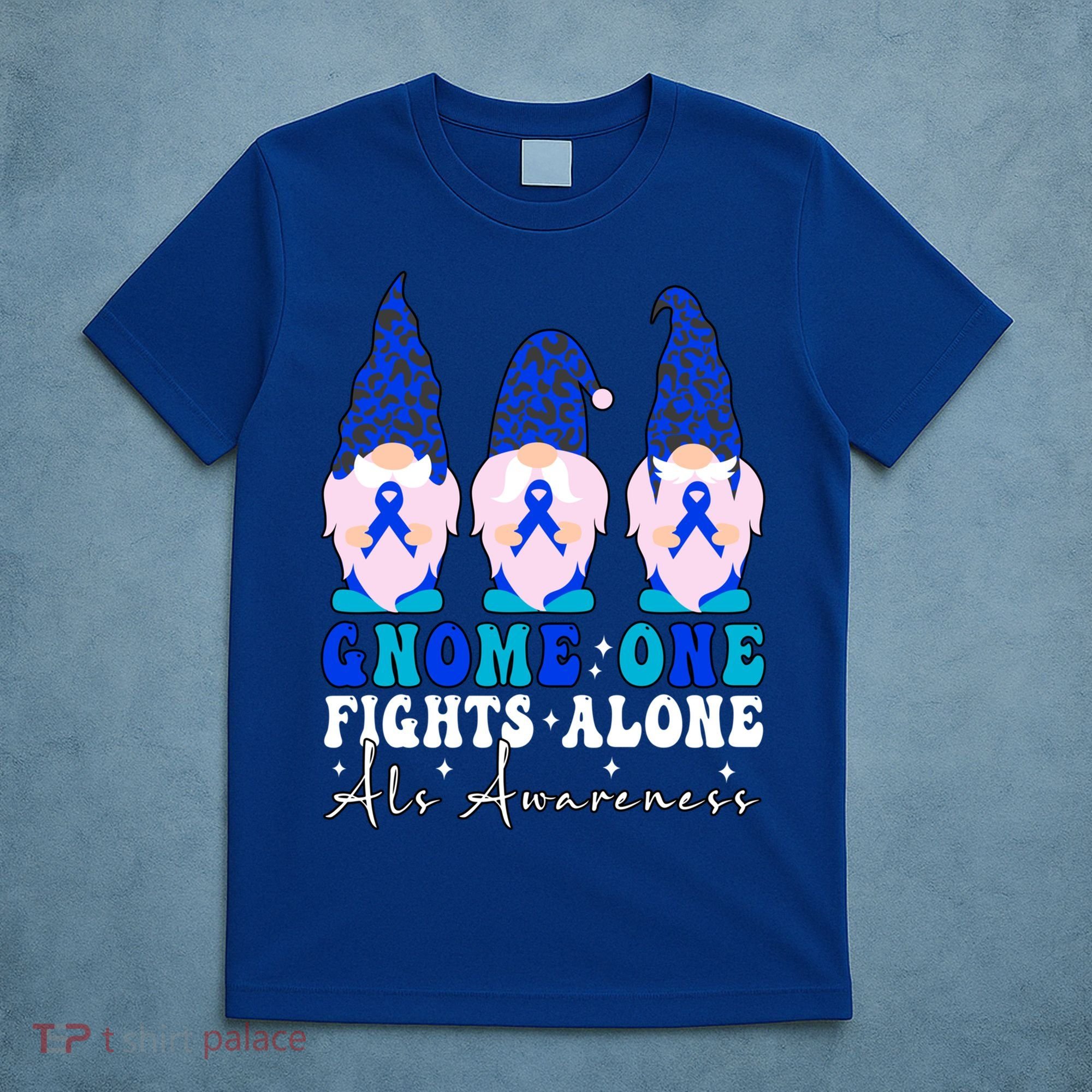 Gnome One Fights Alone Als Awareness Month Warrior Ribbon Gift T-Shirt