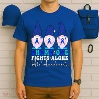 Gnome One Fights Alone Als Awareness Month Warrior Ribbon Gift T-Shirt thumb 6