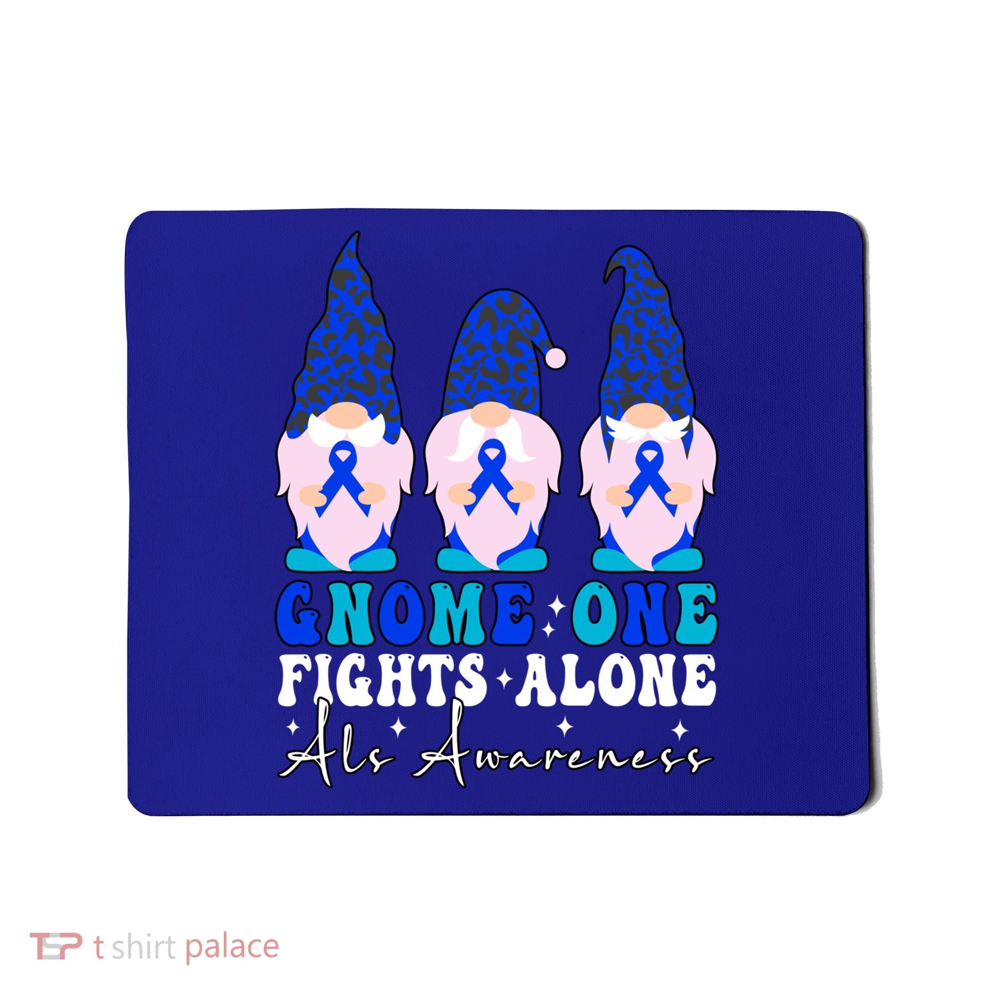 Gnome One Fights Alone Als Awareness Month Warrior Ribbon Gift Mousepad