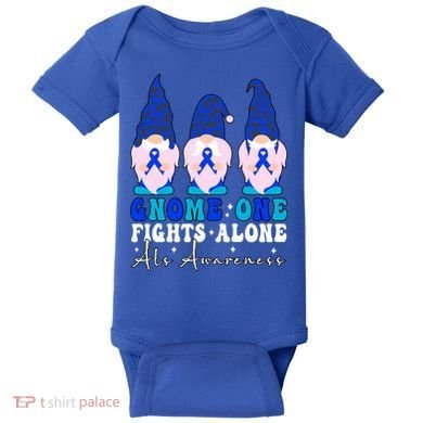 Gnome One Fights Alone Als Awareness Month Warrior Ribbon Gift Baby Bodysuit