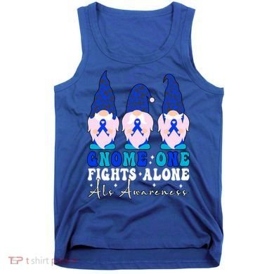 Gnome One Fights Alone Als Awareness Month Warrior Ribbon Gift Tank Top