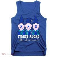 Gnome One Fights Alone Als Awareness Month Warrior Ribbon Gift Tank Top thumb 0