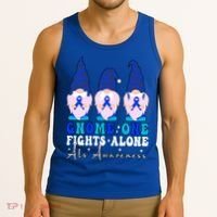 Gnome One Fights Alone Als Awareness Month Warrior Ribbon Gift Tank Top thumb 3