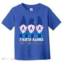 Gnome One Fights Alone Als Awareness Month Warrior Ribbon Gift Toddler T-Shirt thumb 0