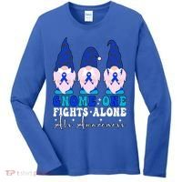 Gnome One Fights Alone Als Awareness Month Warrior Ribbon Gift Women's Long Sleeve Shirt thumb 0