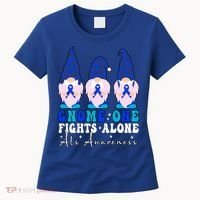 Gnome One Fights Alone Als Awareness Month Warrior Ribbon Gift Women's T-Shirt thumb 0