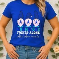 Gnome One Fights Alone Als Awareness Month Warrior Ribbon Gift Women's T-Shirt thumb 2