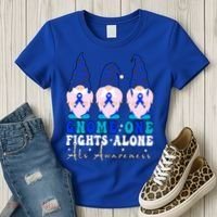 Gnome One Fights Alone Als Awareness Month Warrior Ribbon Gift Women's T-Shirt thumb 3