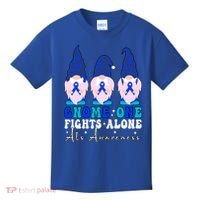 Gnome One Fights Alone Als Awareness Month Warrior Ribbon Gift Kids T-Shirt thumb 0