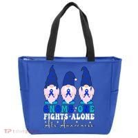 Gnome One Fights Alone Als Awareness Month Warrior Ribbon Gift Tote Bag thumb 0