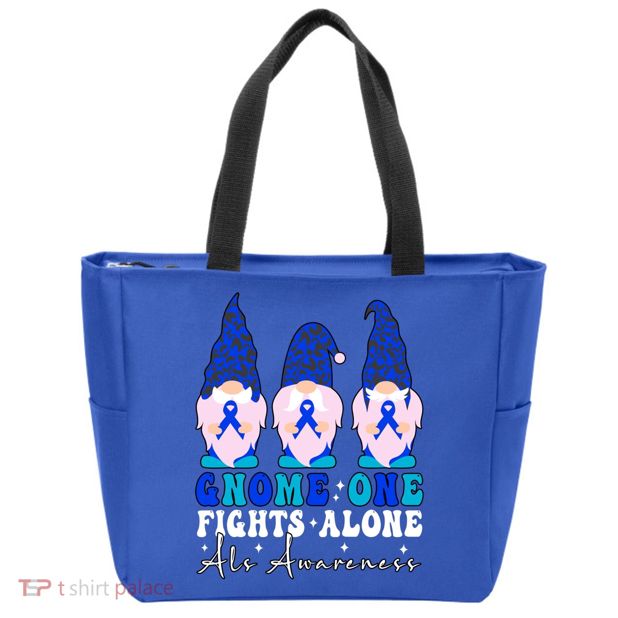Gnome One Fights Alone Als Awareness Month Warrior Ribbon Gift Tote Bag