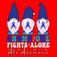 Gnome One Fights Alone Als Awareness Month Warrior Ribbon Gift Santa Hat thumb 1