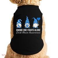Gnome One Fights Alone Child Abuse Awareness Blue Ribbon Doggie Tank thumb 0