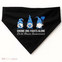 Gnome One Fights Alone Child Abuse Awareness Blue Ribbon USA-Made Doggie Bandana thumb 0