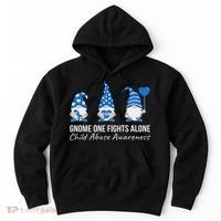 Gnome One Fights Alone Child Abuse Awareness Blue Ribbon Hoodie thumb 0